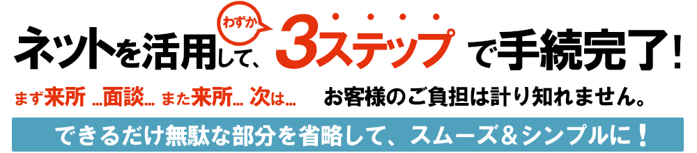 インターネットを活用して３ステップで手続き完了　無駄を省略してスムーズにシンプルに